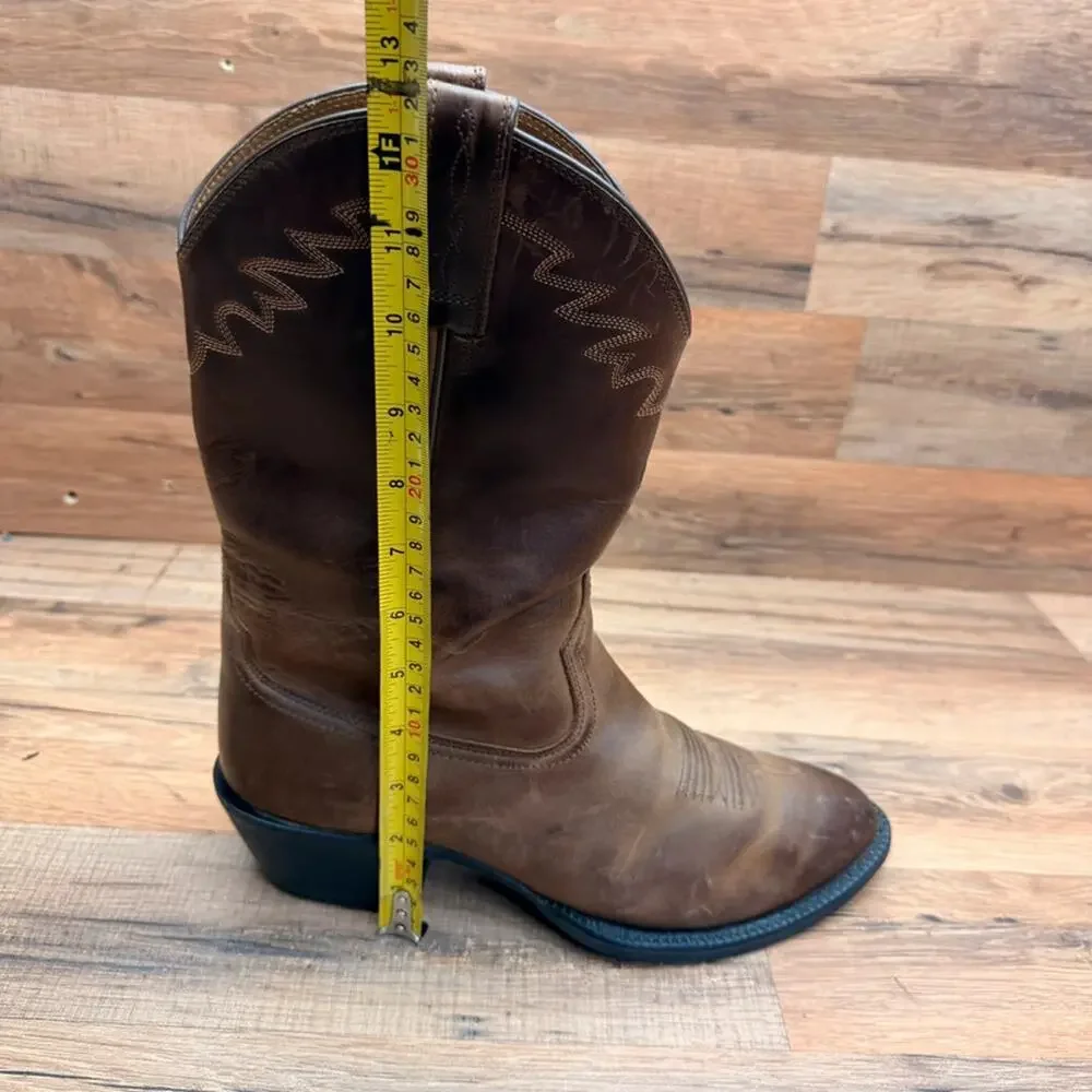 Ariat Boot Mens 9D Brown Leather Almond Toe Mid-Calf Pull On Western Cushion